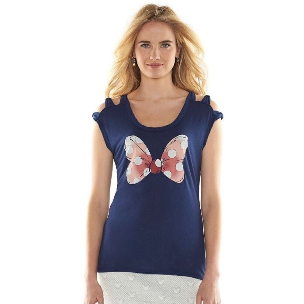 Disney Lauren Conrad Navy Blue Sleeveless‎ Minnie Mouse Top Size Medium